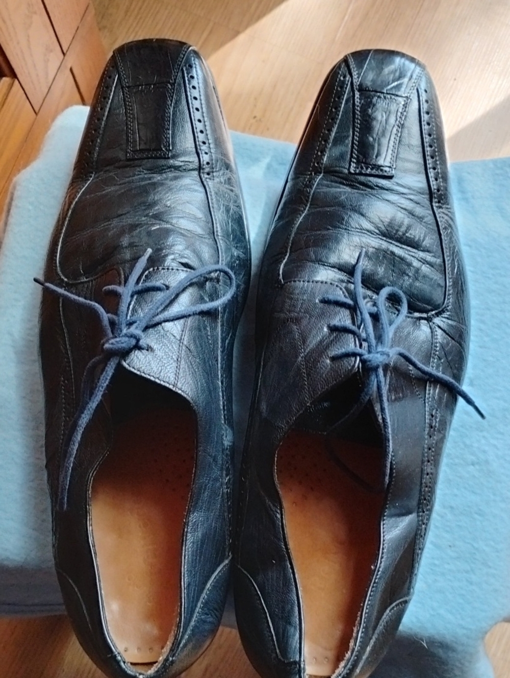Men's Black Leather Lace-Up Oxford Dress Shoes